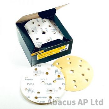 60G Mirka Gold 150mm Velcro/Grip Discs with holes (Box of 50)