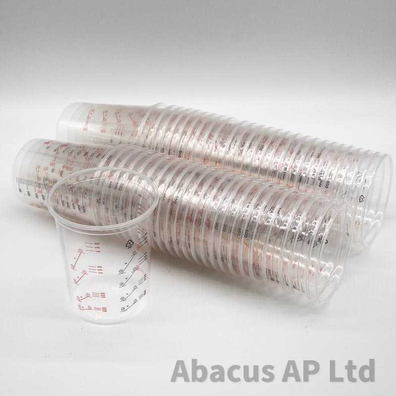 Plastic Calibrated Paint Mixing Cups 1100ml/1.1L Abacus high quality